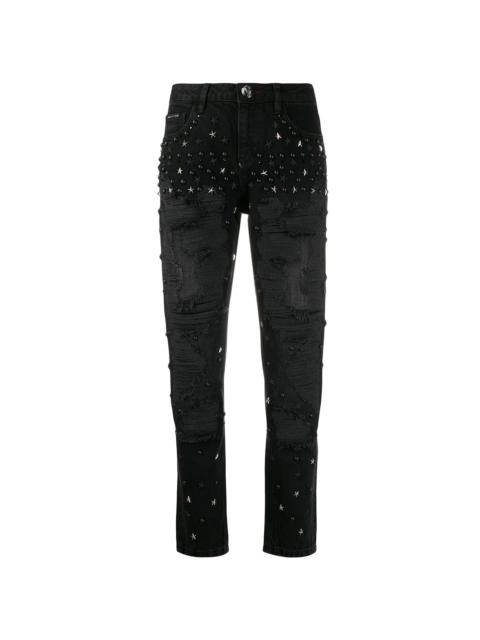 PHILIPP PLEIN Boyfriend Stars embellished jeans