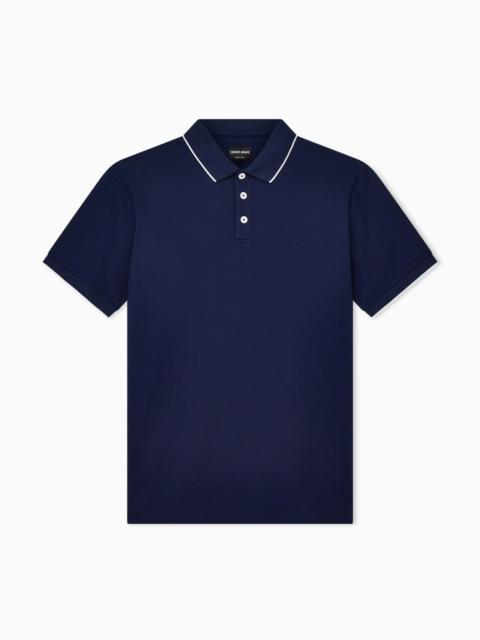 GIORGIO ARMANI Piqué polo shirt in lisle cotton yarn