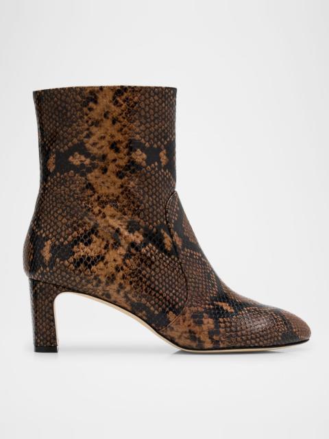 Stuart Weitzman Babette Snake-Printed Leather Booties