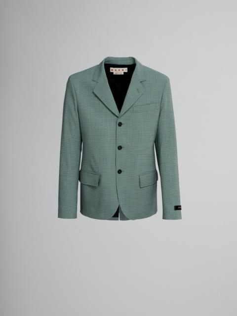 Marni BLAZER IN TROPICAL WOOL WITH GREEN CHECKS