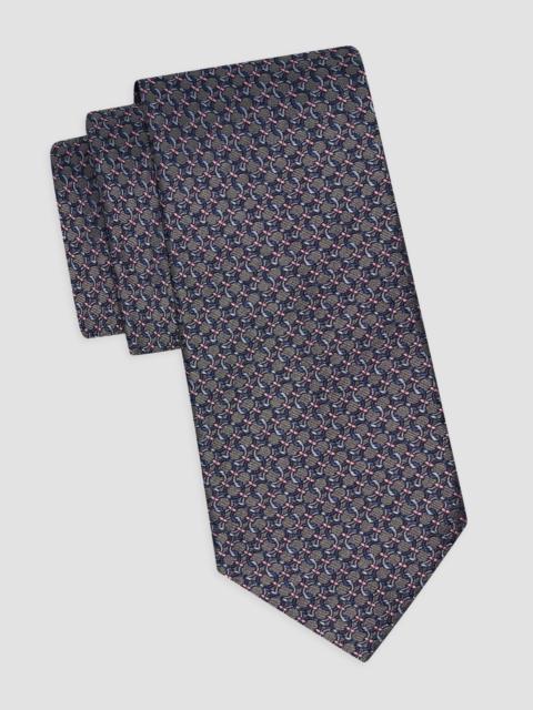 FERRAGAMO Men's Gancini Silk Jacquard Tie - Grigio