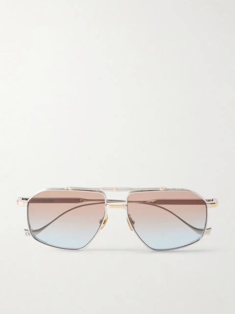 CUTLER AND GROSS 1424 Aviator-Style Gold-Tone and Silver-Tone Sunglasses