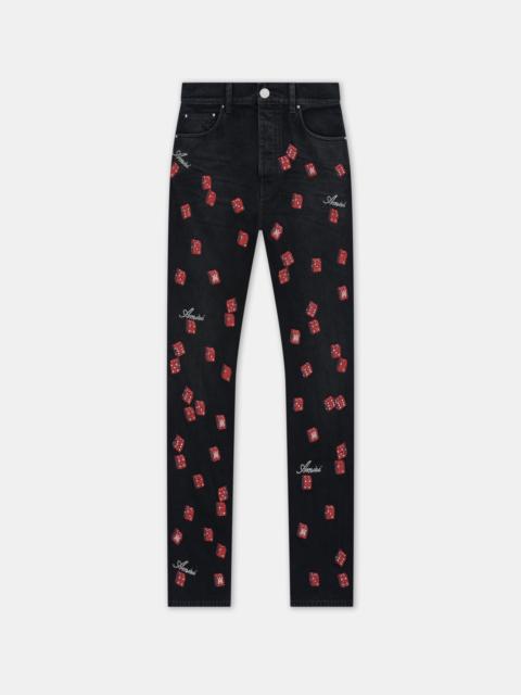 AMIRI EMBELLISHED DICE STRAIGHT JEAN
