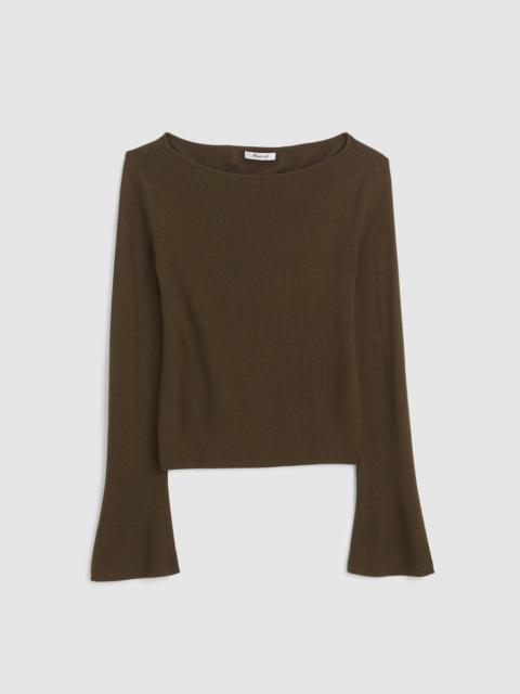Madewell Flared-Sleeve Boatneck Sweater in Merino Wool-Silk Blend