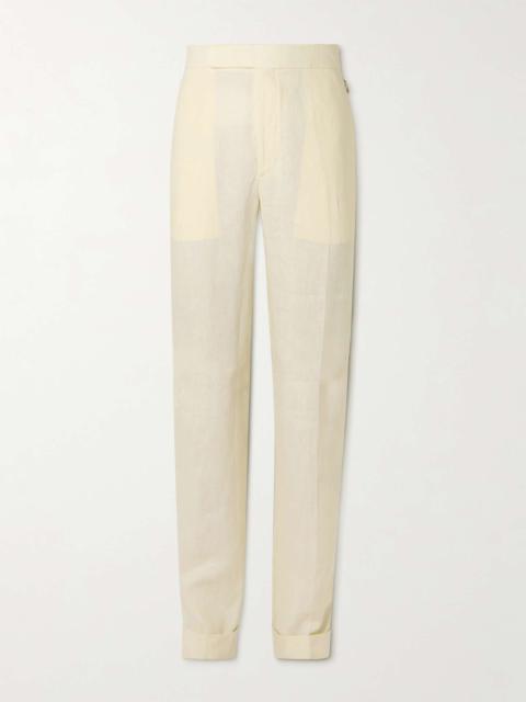 Glenn Straight-Leg Linen Suit Trousers