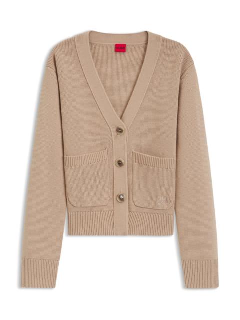 HUGO WOOL-BLEND CARDIGAN WITH EMBROIDERED LOGO