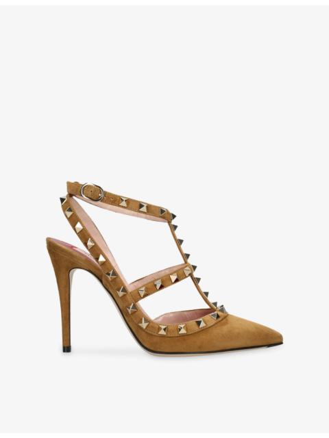 Valentino Rockstud 100 T-Bar Suede Heeled Sandals