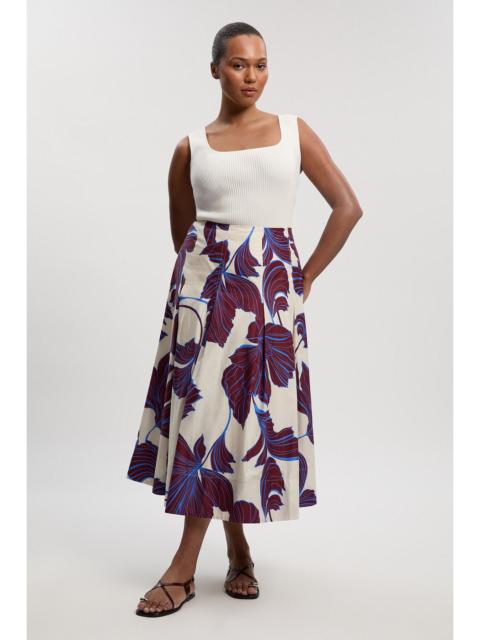 KAREN MILLEN Plus Size Graphic Floral Cotton Sateen Woven Skirt
