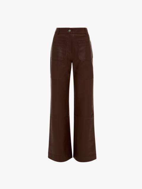 Victoria Beckham Leather Alina Trouser In Burgundy