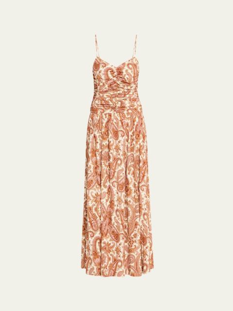Cara Cara Azalea Paisley-Print Ruched Midi Dress