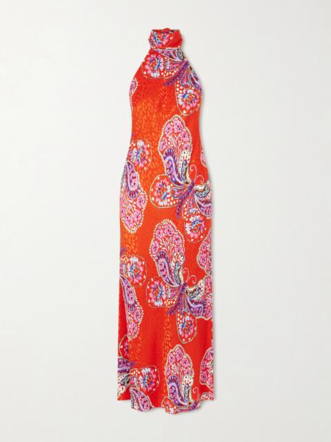 RIXO Maura Printed Satin Midi Dress