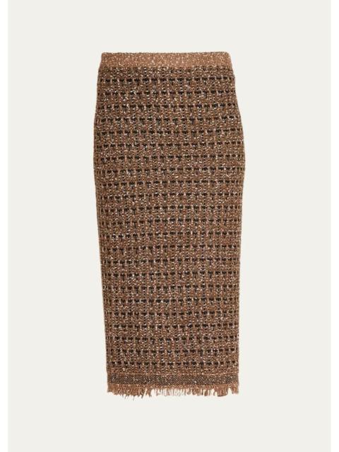 KOBI HALPERIN Juliette Metallic Tweed Knit Midi Skirt