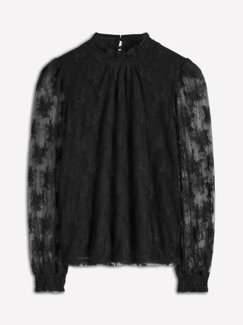 BODEN Smock Neck Tulle Top-Black