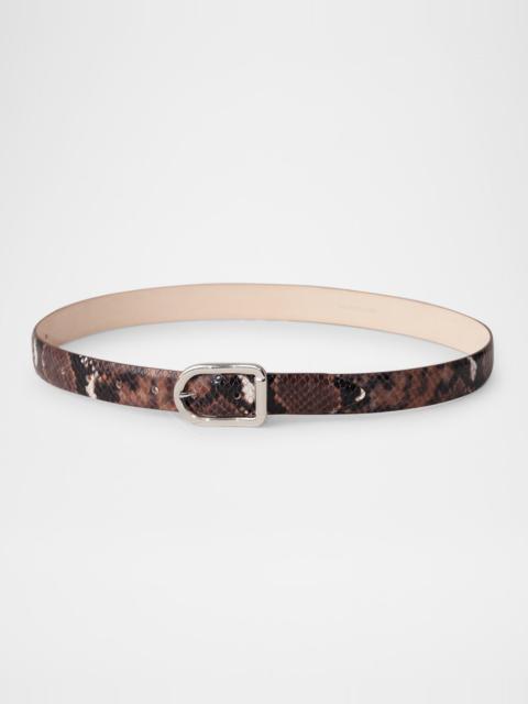 DÉHANCHE Mija Snake-Embossed Leather Skinny Belt