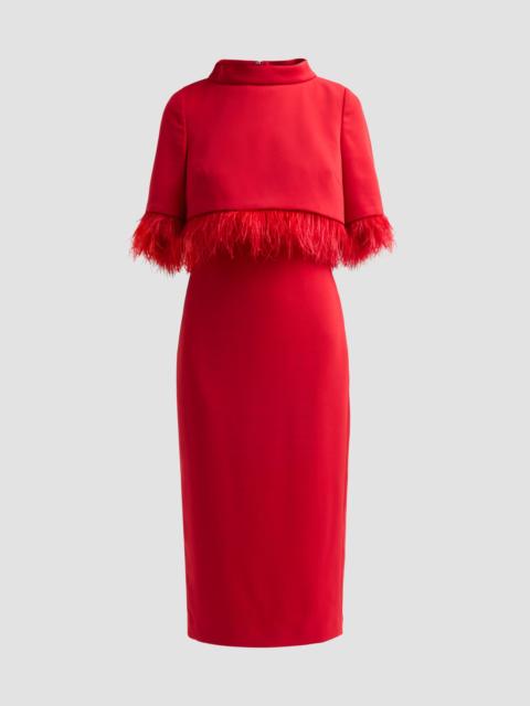 BADGLEY MISCHKA Women's Layered Feather-Trim Cocktail Dress - Red