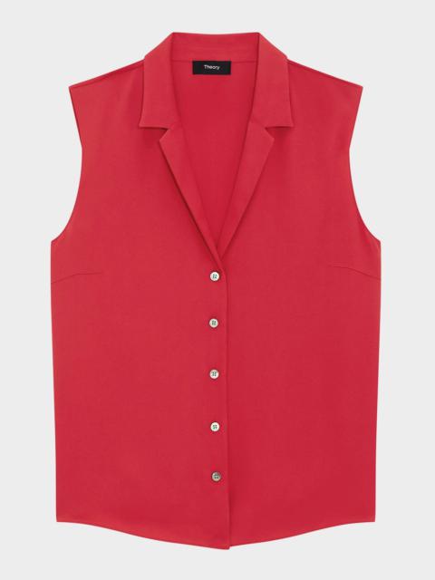 Sleeveless Silk Camp Blouse