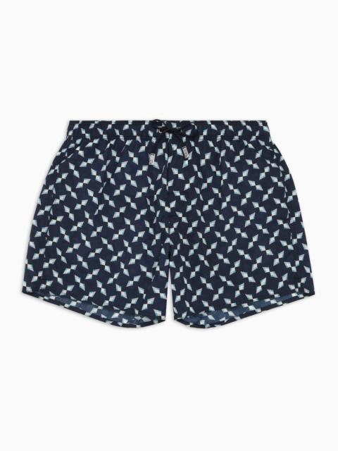 GIORGIO ARMANI Swim trunks with jacquard motif and print