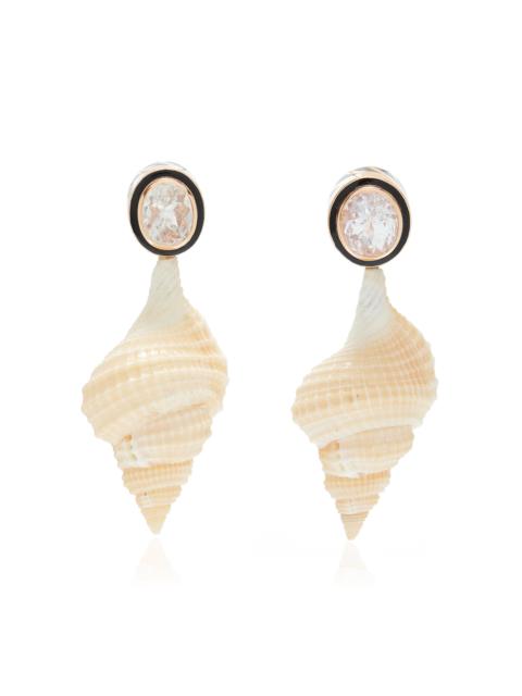 DEZSO Distorsio 18K Rose Gold Shell And Silimanite Earrings white
