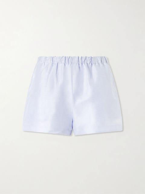 Cult Gaia Mori linen and silk-blend satin shorts Light blue