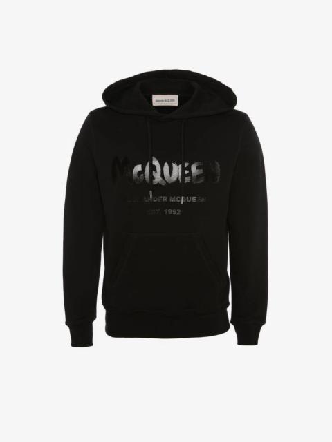 Men's McQueen Graffiti Hooded Sweatshirt in Black