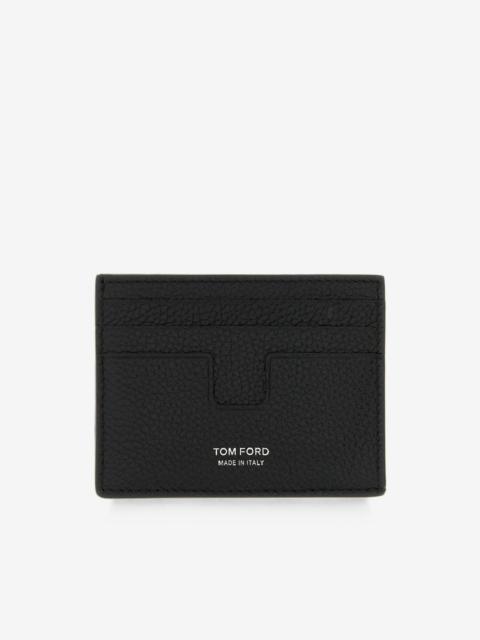 TOM FORD T Line grain leather card holder