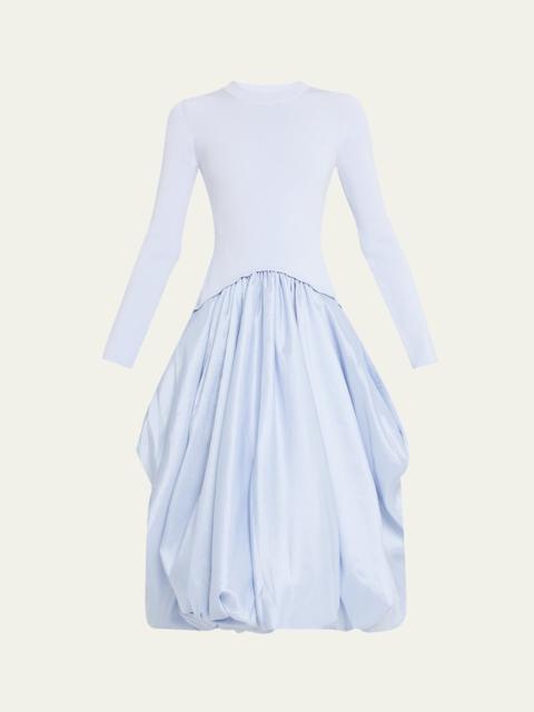 Kenlie Mixed Media Bubble Midi Dress