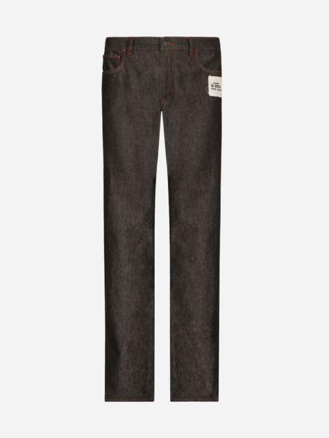 Dolce & Gabbana Double-face denim and flannel pants