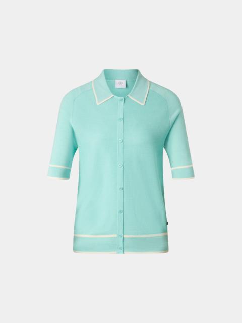 BOGNER Peaches silk knit jacket in Cyan-blue