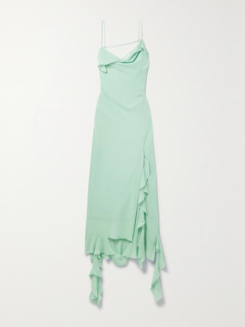 Acne Studios Asymmetric Layered Ruffled Chiffon Midi Dress