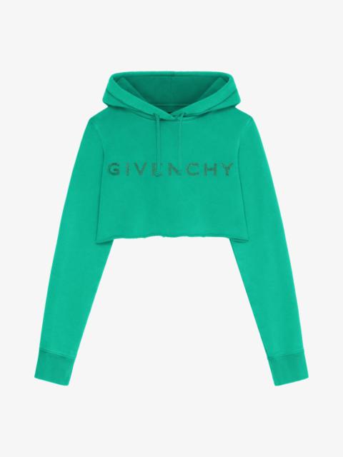 Givenchy CROPPED HOODIE IN FLEECE WITH GIVENCHY RHINESTONES