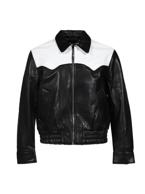 ERNEST W. BAKER WESTERN LEATHER HARRINGTON JACKET / BLK WHT