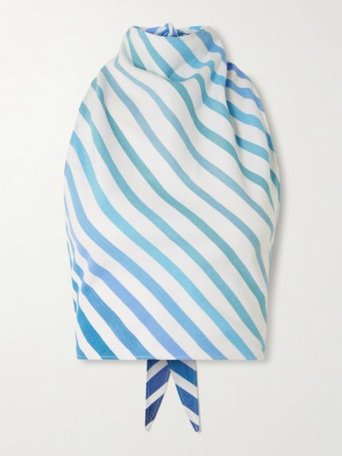 MARRAKSHI LIFE Striped cotton-blend halterneck top Blue
