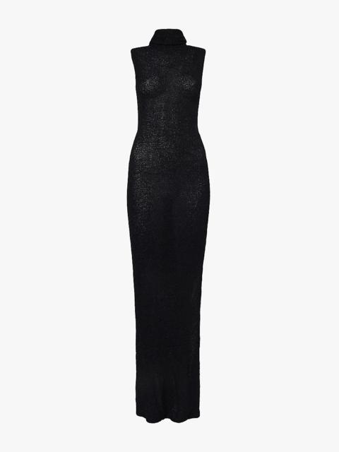 Open-back slim-fit knitted maxi dress