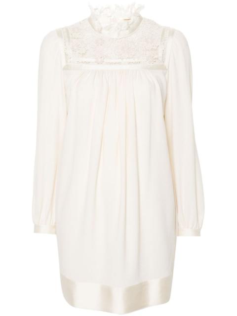 SAINT LAURENT Broderie Anglaise long-sleeve minidress