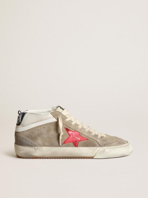 Men's Mid Star in dove gray suede with red leather star