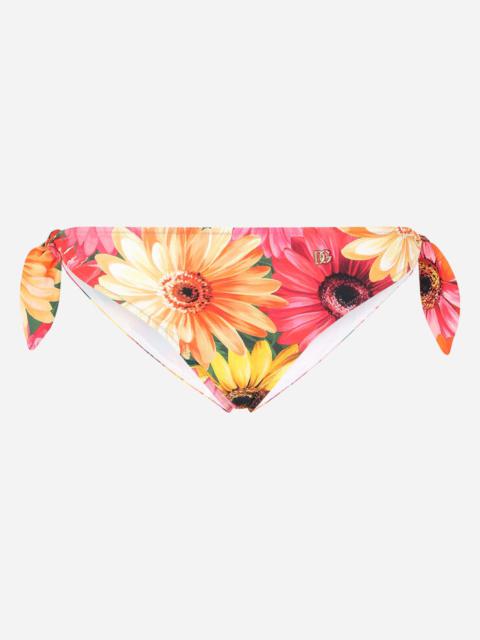 Dolce & Gabbana Tie bikini bottoms with gerbera-daisy print