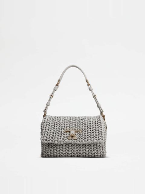 Tod's T TIMELESS FLAP BAG IN LEATHER MINI - GREY