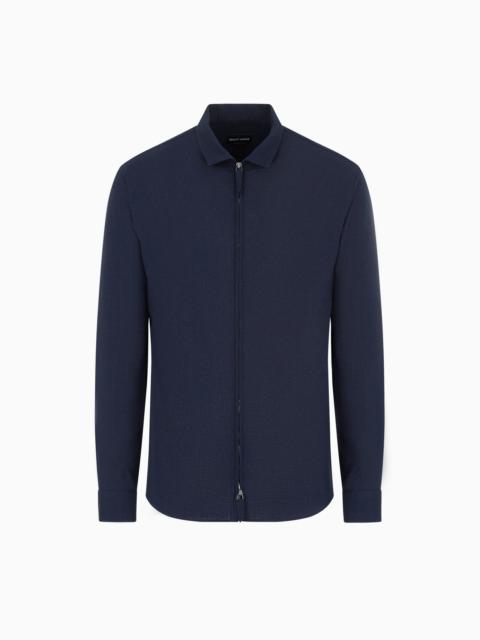 GIORGIO ARMANI Zipped, cotton-seersucker shirt