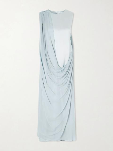 ABADIA Rand draped silk-satin and chiffon gown Blue