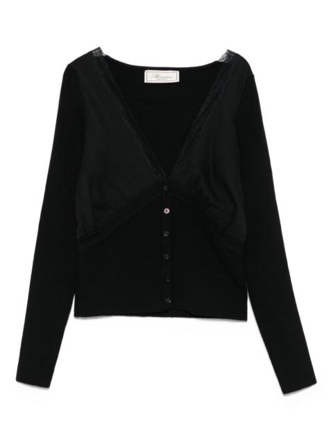 Blumarine lace-trimmed ribbed cardigan