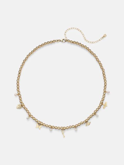 SYDNEY EVAN 14kt gold beaded pendant necklace with pearls