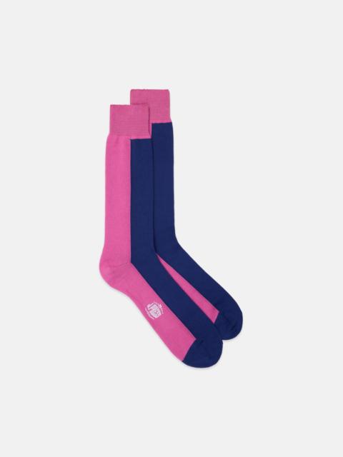 J. PRESS MADE-IN-ITALY BLUE & PINK VERTICAL STRIPE COTTON SOCKS