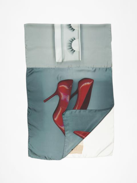 Acne Studios Print silk scarf - Grey/beige