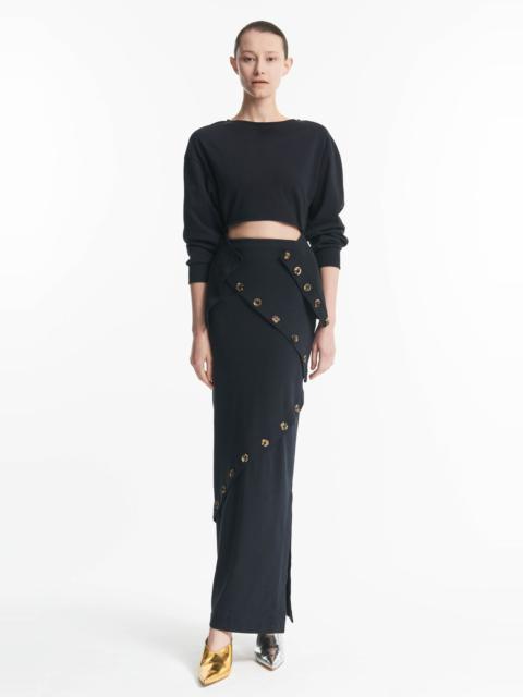 A.W.A.K.E. MODE FITTED JERSEY MAXI SKIRT BLACK