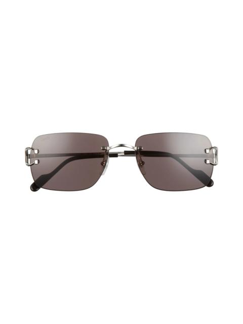 Cartier 59mm Rimless Rectangular Sunglasses