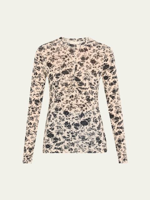 ULLA JOHNSON Neri Long-Sleeve Ruched Top