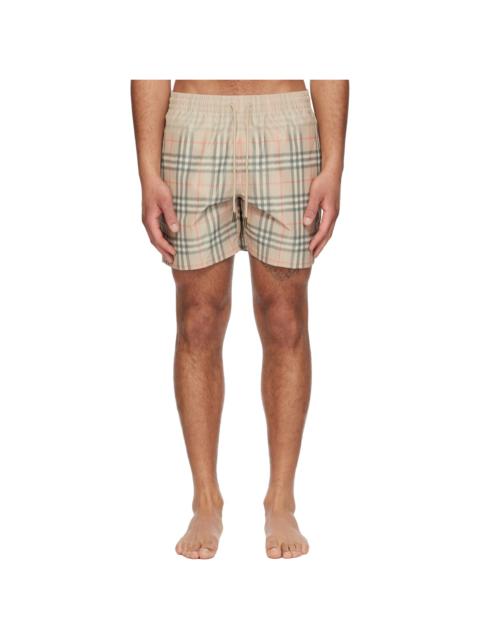 Burberry Beige Gradient Check Swim Shorts