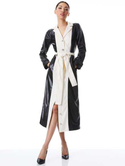 Alice + Olivia DAREN VEGAN LEATHER COMBINATION MAXI COAT