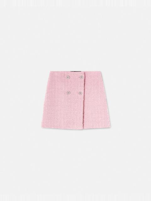 VERSACE Bouclé Tweed Wrap Mini Skirt
