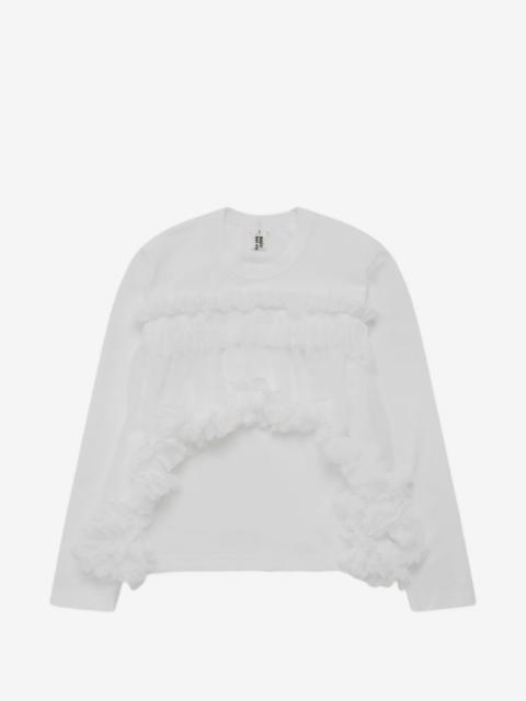 Noir Kei Ninomiya ruffled tulle-overlay T-shirt